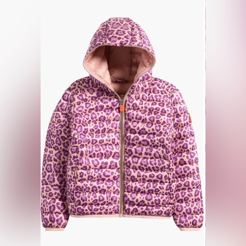 Pink Leopard Save the Duck Puffer 2T